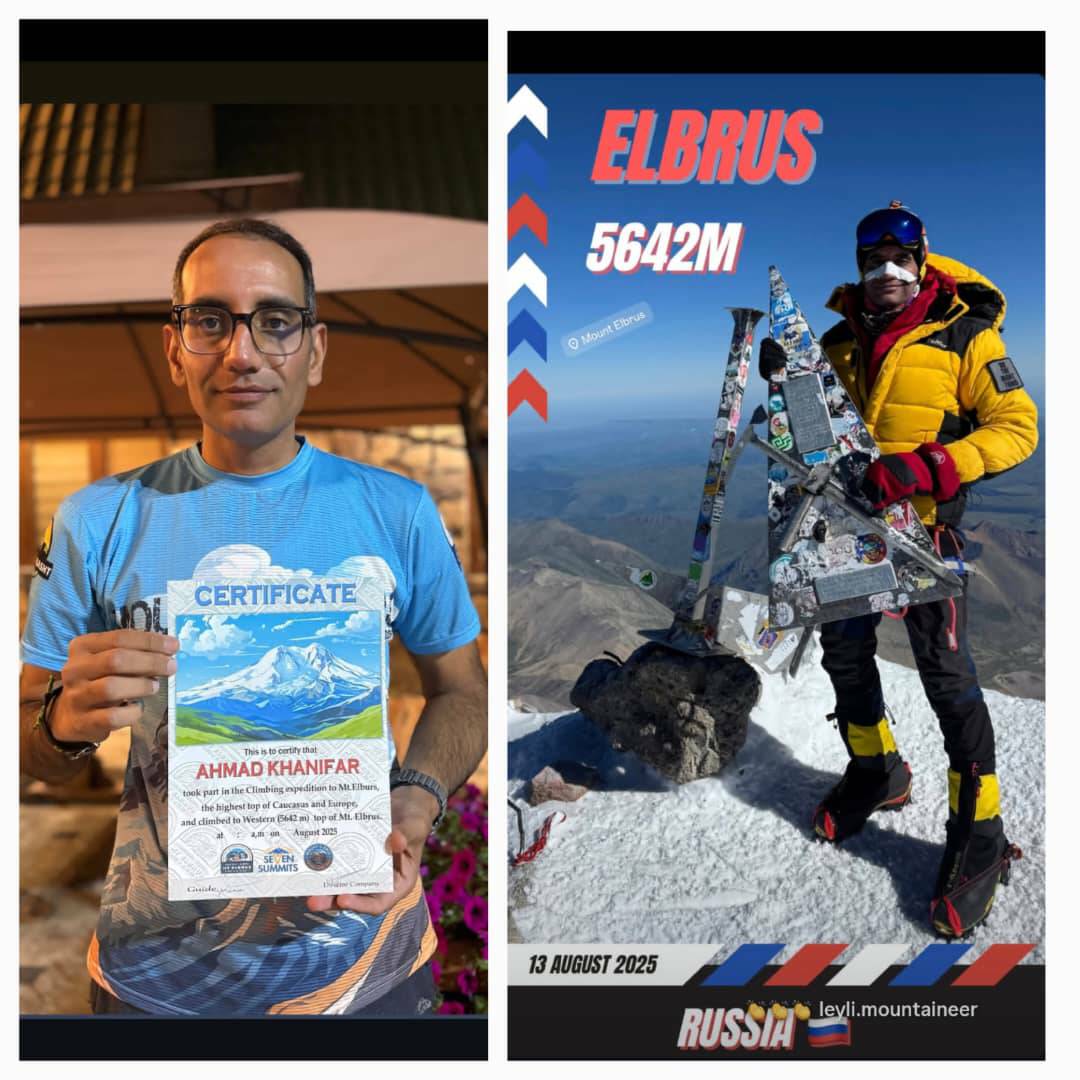 خبر صعود موفق کوه نورد خوزستانی به قله آلبروس